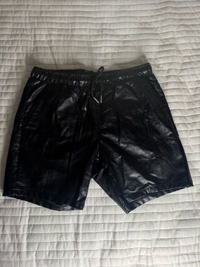 ASOS Black Faux Leather Flat Front Men’s Shorts